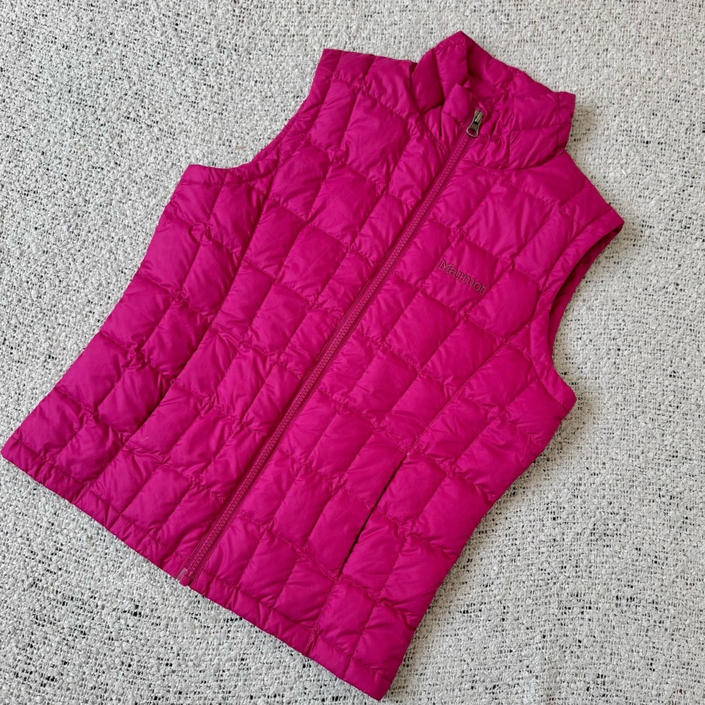 Marmot Fuchsia Quilted Down Vest Size XS Youth M